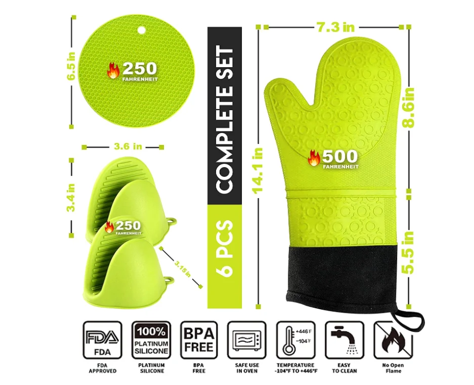 Hot Selling Custom Design Oven Mitt Glove Origin Certificate BBQ Grill Silicone Extra Long Silicone Heat Resistant Oven Gloves factory