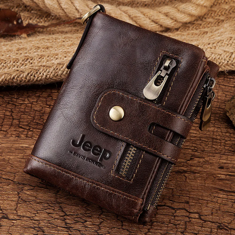 Genuine Leather Wallets For Men Credit Card Holder Coin Purse Zipper Pocket  Bag