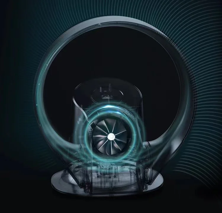 Ventilador de parede moderno, sem pás, em plástico, com controle digital de temperatura._voghion.com