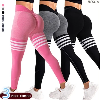 New Women's High V Waist Yoga Leggings Letter Gym wear Seamless High Stretchy Butt Lifting Breathable Sports Pants for Mejur