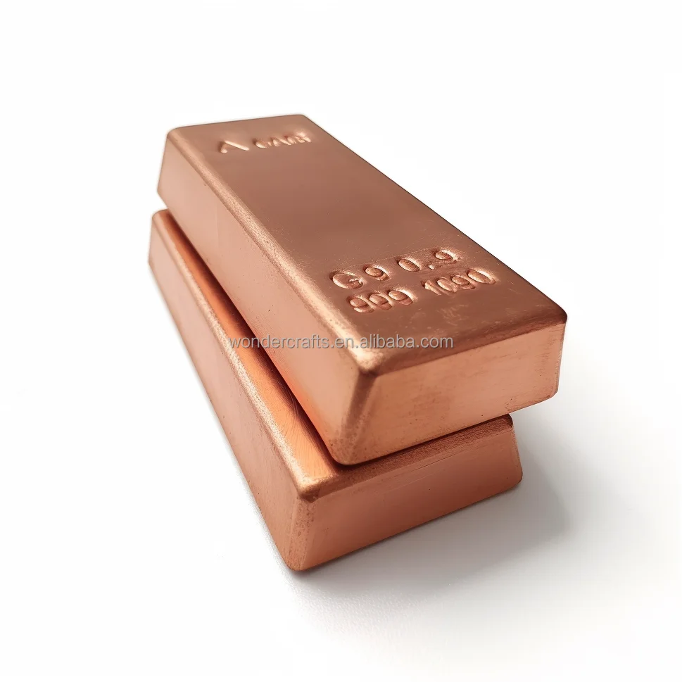 WD Custom One Found .999 Fine Trapezoidal Hypotenuse Slanted Edge Metal Cu Red Copper Bronze Ingots Bullion Bar