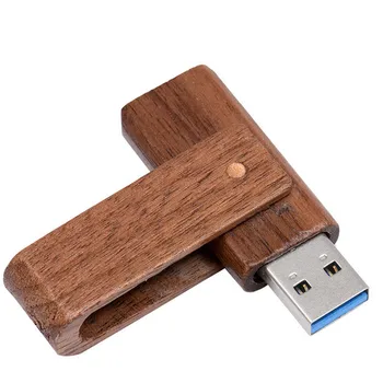 rotating wooden flash drive wood pendrive 4GB Pen Drive 8gb 16gb 32gb 64gb swivel memory stick Free Custom Logo Printing