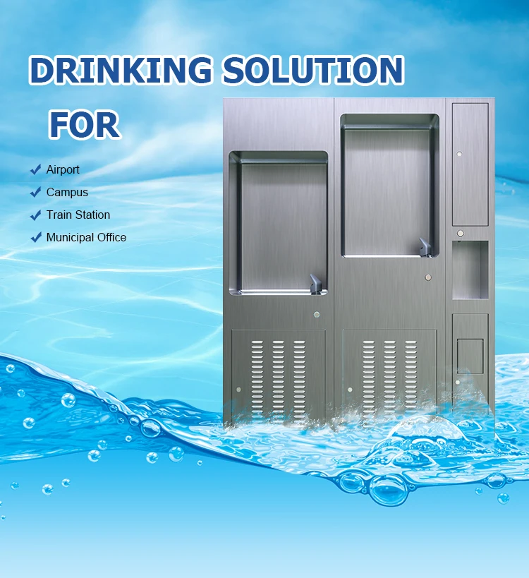 IUISON Commercial Free Standing Stainless Steel Water Cooler Drink Water Dispenser Drinking Fountain For Office Direct Piping details