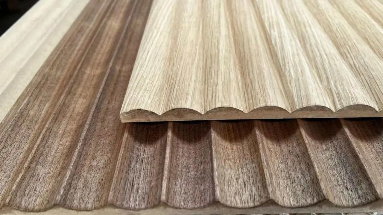 Walnut/oak Wood Veneer Fluted MDF Wall Paneling - NEW Interior Decoration