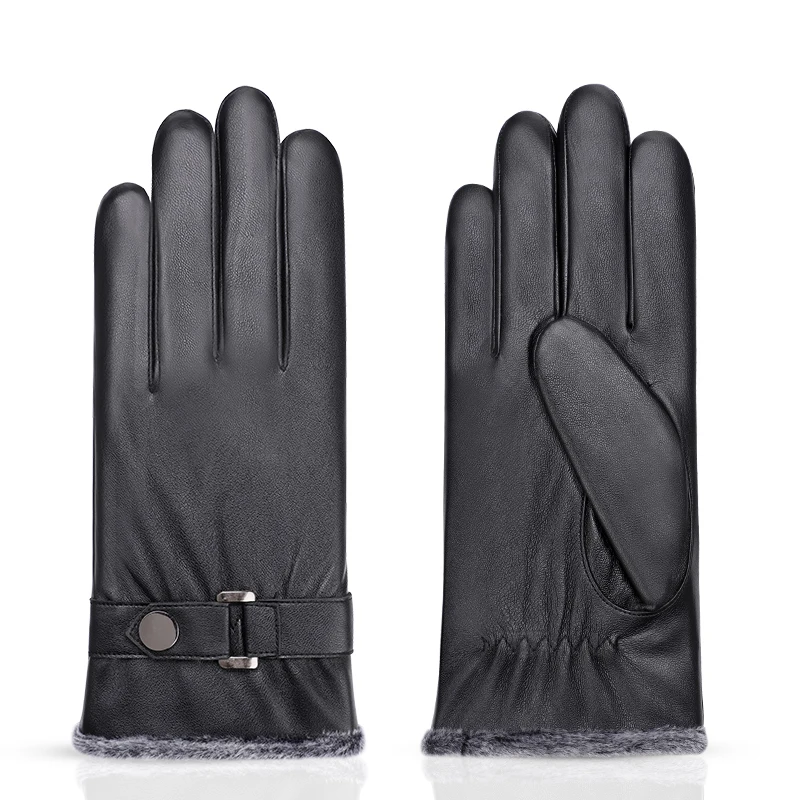 Gentlemen Faux Leather Warm Winter Man Outdoor PU Gloves