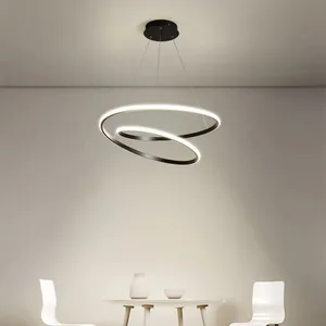 Nordic Home Decorative Modern Bedroom 3 Ring Hanging Pendant Lamp Acrylic Black Gold Luxury Round Pendant Light for Living Room
