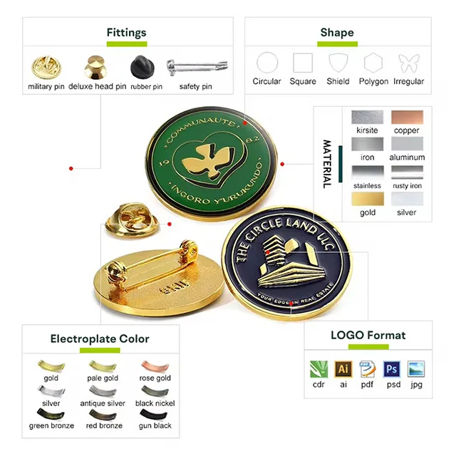 Free Samples Custom Customized Logo Accessories Metal Magnetic Porte ID Button Badge Brooch Lapel Enamel Pins