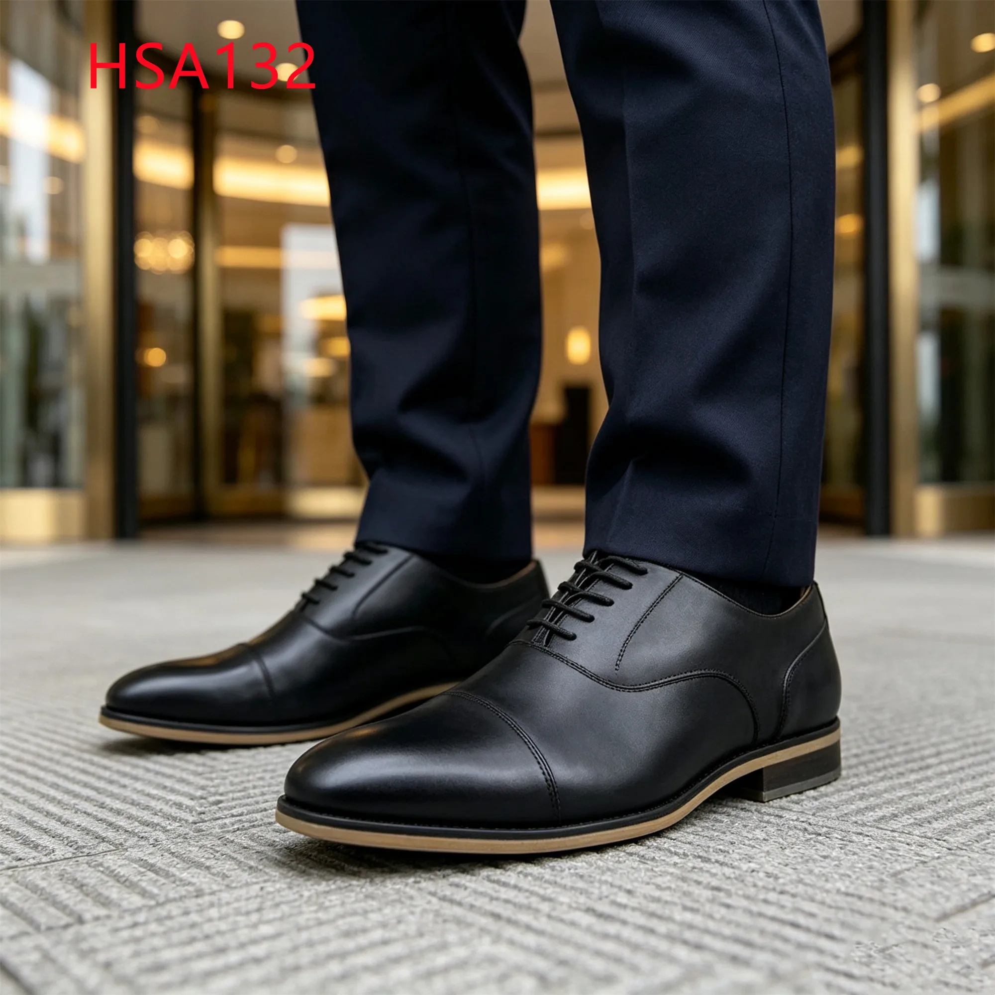 LXG,Every Occasion Pointed Toe Design Hua Singh Men Leather Shoes Cambodia Wood-grain Rubber Sole Leather Uniform Shoes HSA132