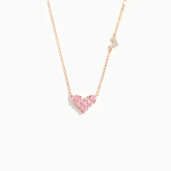 RFJEWEL Sterling Silver Pink Zircon Size Love Simple Fashion European and American Style Necklace