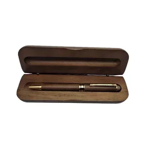 Handmade High Quality Luxury Birthday Father' Day Wooden Gift Set Custom Engraving Logo Walnut Ball Pen with Walnut Wood Box