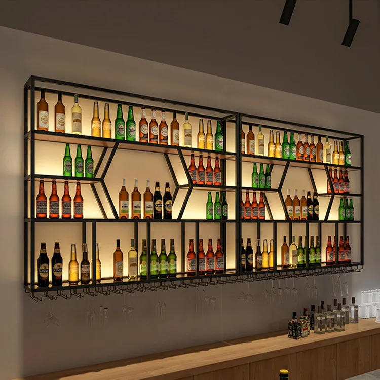 Commercial Bistro Furniture: Wall Mounted Iron Wine Rack with