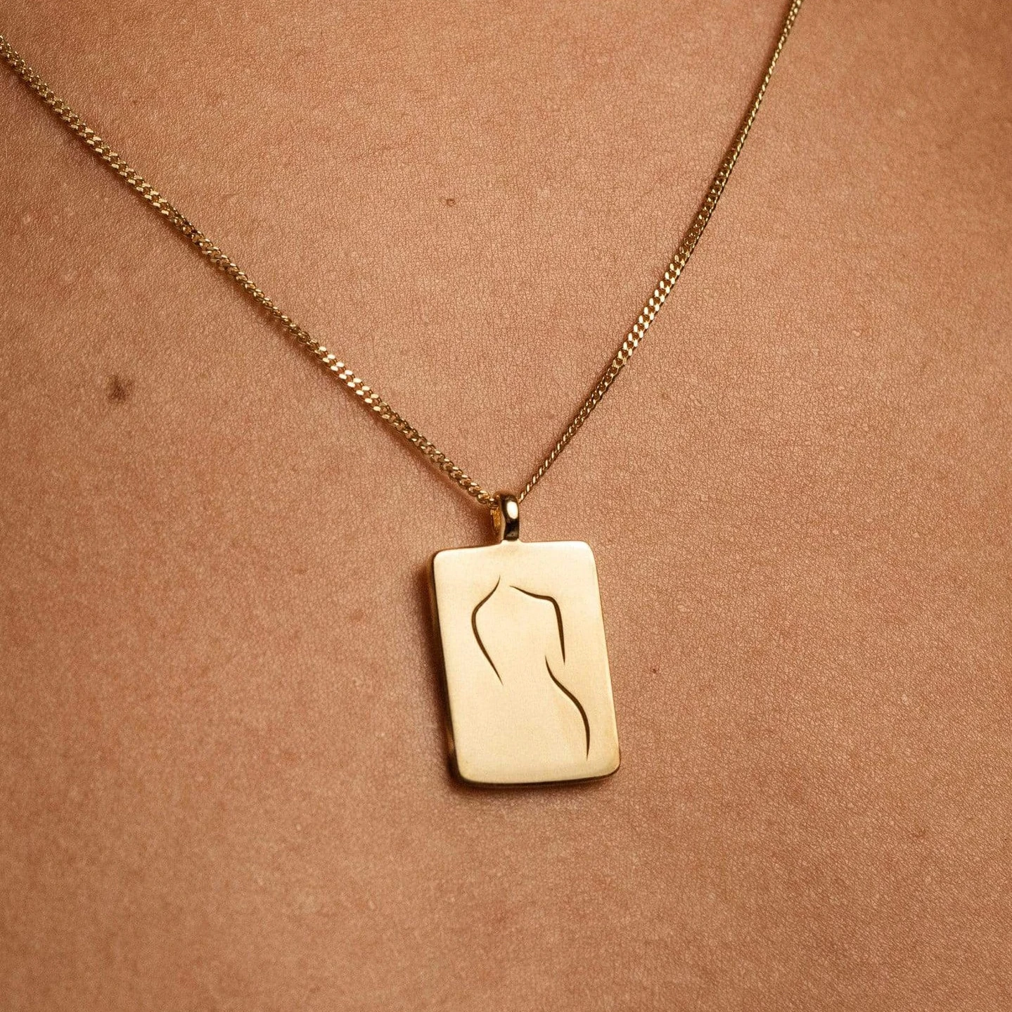 Personalized Women Abstract Body Image 18K Necklaces Stainless Steel Gold Custom Name Engraved Necklace