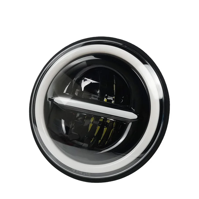 Dot E9 Super Bright High Low Beam Drl Turn Singal White Amber Angel Eye Motorcycle 7 Inch Round Led Headlight For Jeep Wrangler