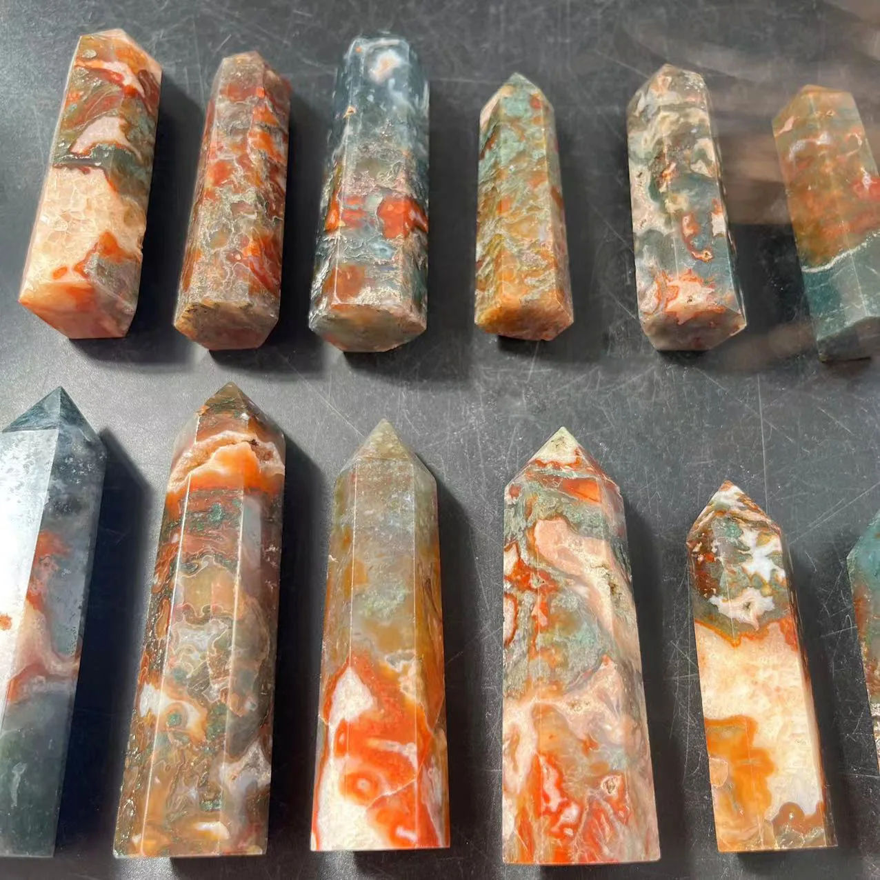 High Quality  Red Moss Agate Point Crystal Point Moss Agate Tower Crystal Healing  Stone  for Healing _XCG