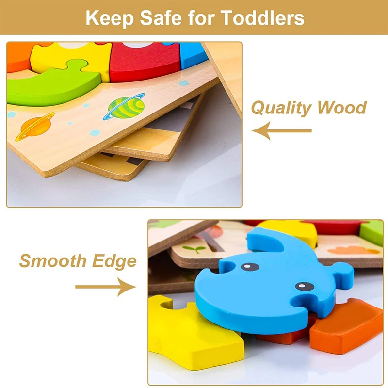 Wooden 3d Puzzle Tangram Shapes Learning Cartoon Animal Intelligence ...