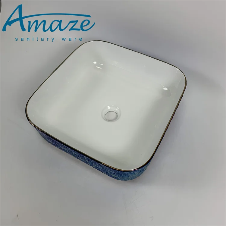 Factory wholesale new design ceramic sanitary ware bathroom sink countertop art hand wash basin details