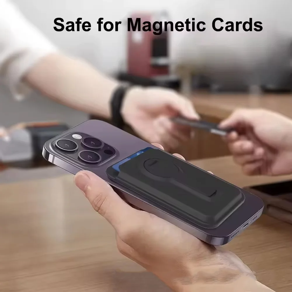 product 360 rotating 3 speed adjustable desktop stand strong magnetic wallet foldable desktop phone holder plastic card bag-4