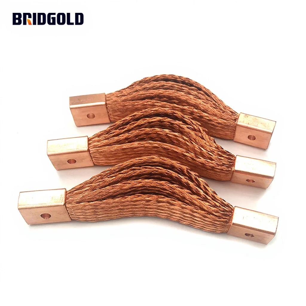 Battery Pack Terminal Copper Braided Connector 400A Electrical Copper Tinned Flexible Grounding Strap Copper Braided Wire