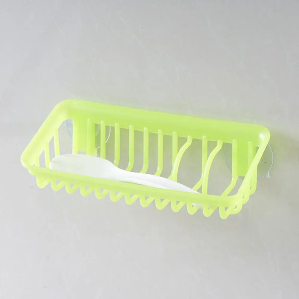 Cross Border Wall Mounted Multifunctional Kitchen Double Suction Cup PP Plastic Durable Square Sink Storage Tier Racks