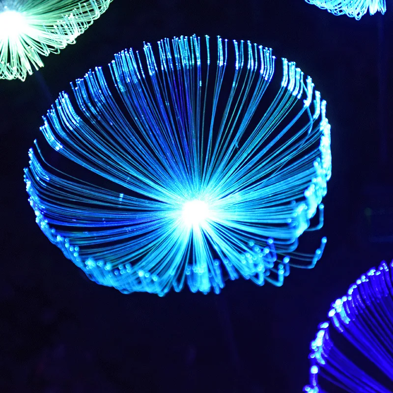 Colorful Solar LED Fiber Optic Jellyfish Spike Light for Holiday Garden ...