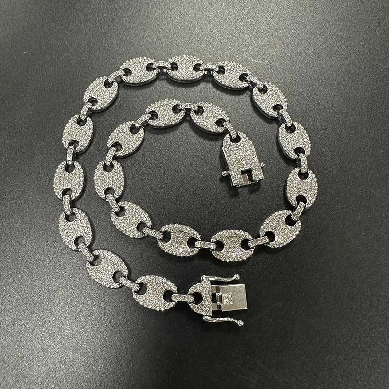 12MMメンズコーヒービーンズキューバリンクチェーンヒップホップ