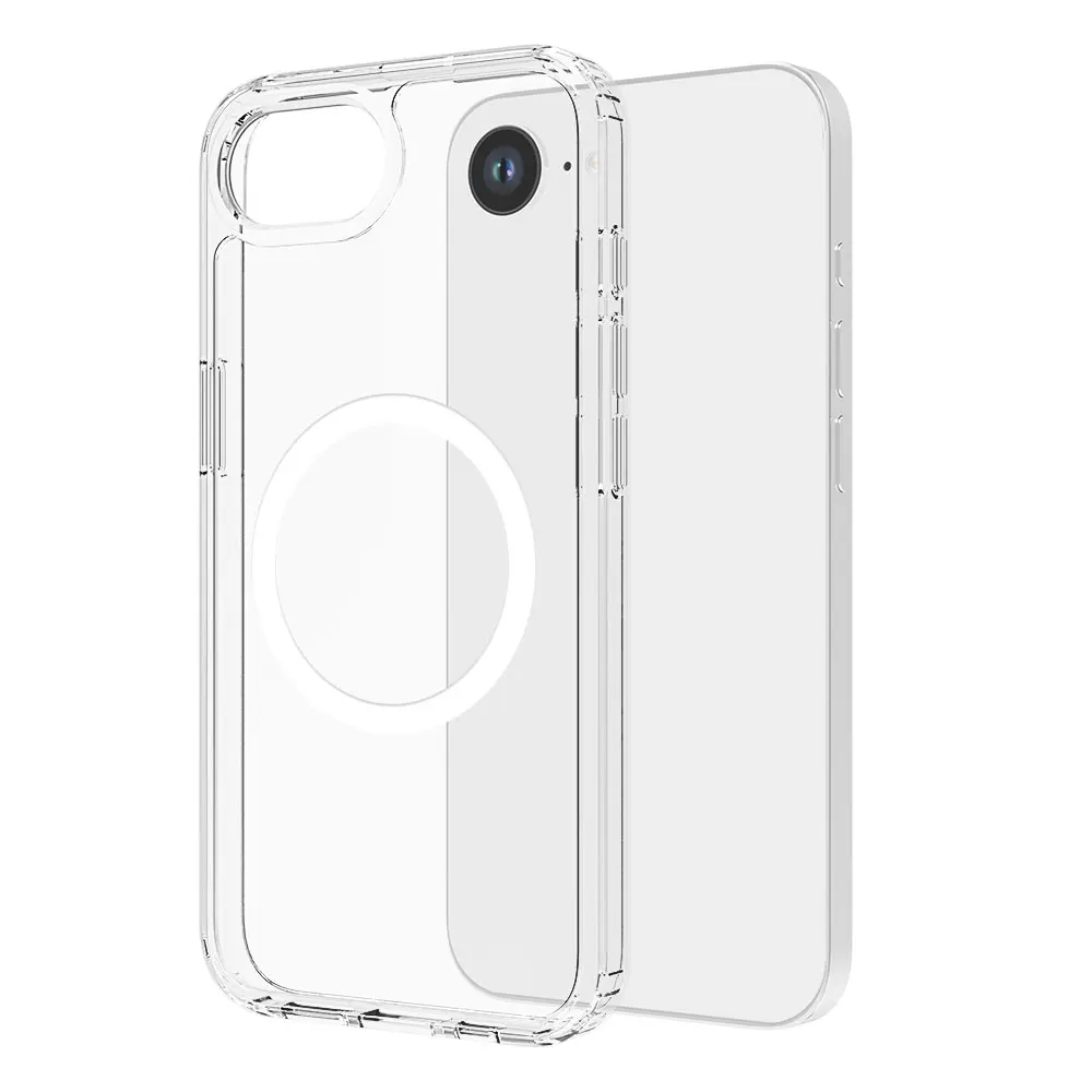 Funda de teléfono magnética transparente de PC duro para iPhone 16e SE 4 2025, alta claridad, cubierta antiamarilla Laudtec  