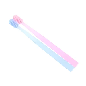 Adults Novelty Popular swiss Wide Head Toothbrush for Cleaning Teeth Pretty Transparent Handle Toothbrush