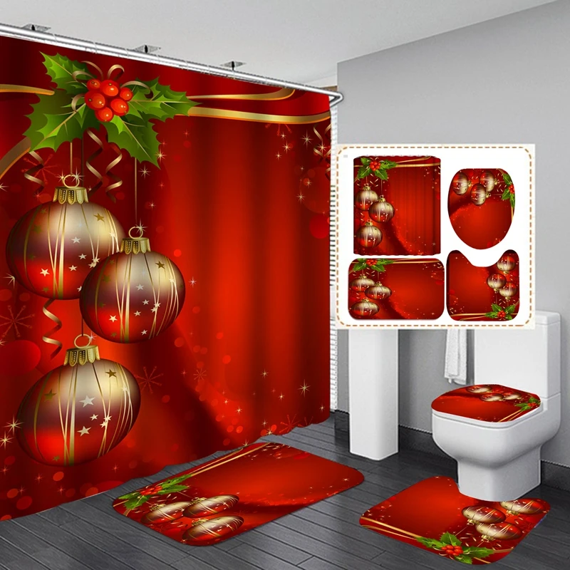 Shower buy Curtains, Christmas Shower Curtain, Christmas Decor