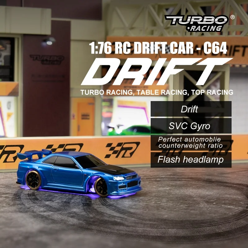 Turbo Racing 1:76 C64 Drift RC Car with Gyro Radio Control