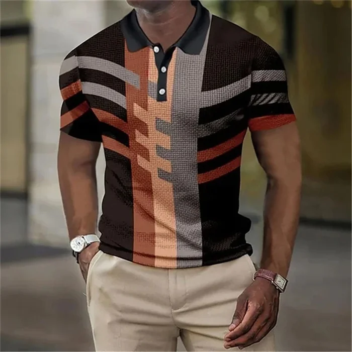 Mens Short Sleeves 3d All-over Print Men's Polo Shirt Geometric ...