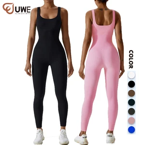 Factory Women Ribbed One Piece Tank Tops Bodysuit Rompers Sleeveless Workout Yoga Jumpsuits