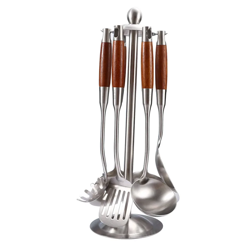 BBQ Grillwerkzeug-Set Aus Edelstahl – Mit Holzgriff, Inkl. Zange, Spatel & Gabel