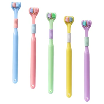 360 degree three side soft bristle toothbrush 3D teeth deep cleaning portable travel toothbrush