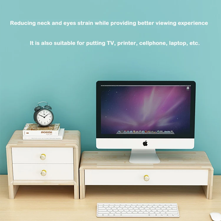 Wooden Monitor Stand Riser with Storage Organizer