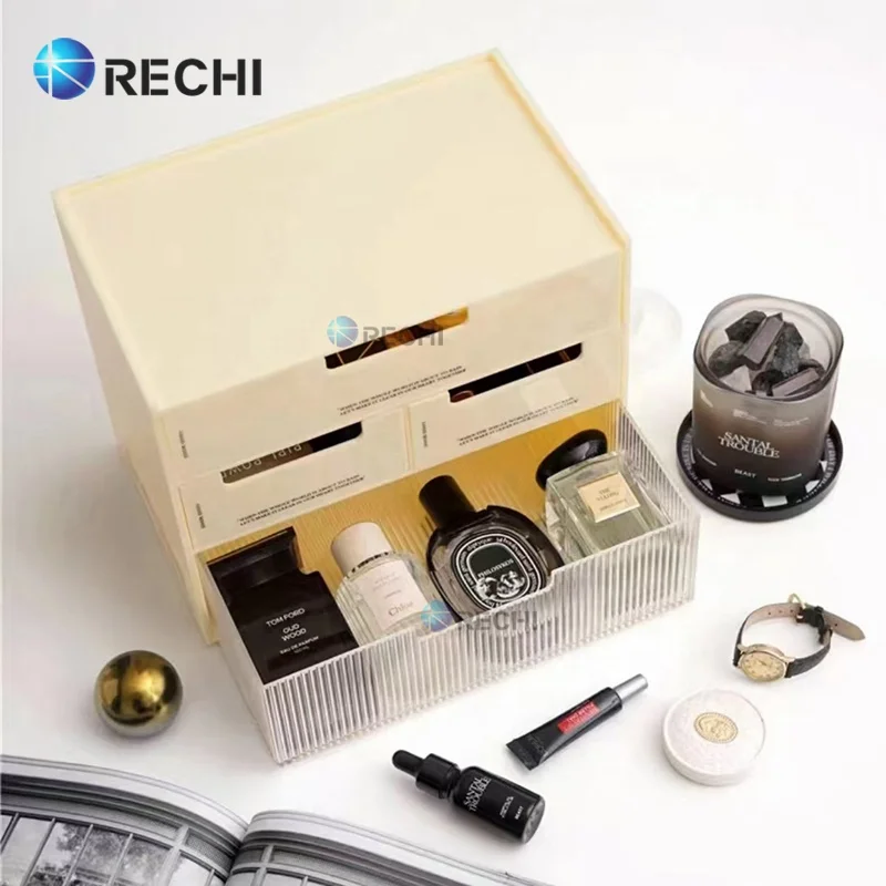 RECHI Beauty Makeup Shop Display Acrylic Skincare Storage Box Organizer Drawer Case for Perfume Bottle & Facial Cleansing Lotion