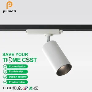 PULUOTI DC48V Indoor LED Track Light White COB Spotlight with Magnetic Ceiling Mount 10W/15W Aluminum Material for Supermarket