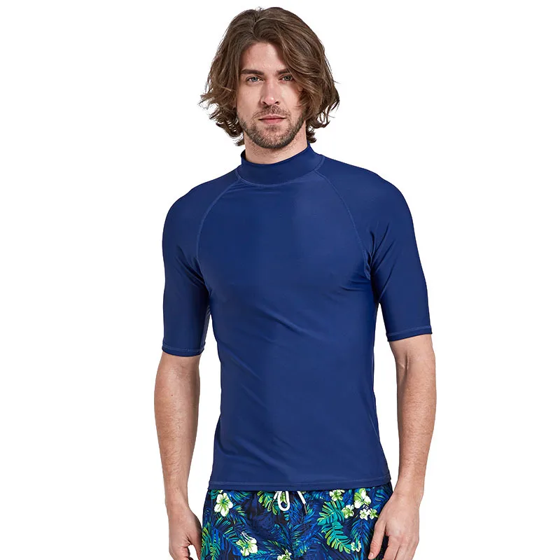 Mens Long Sleeve Rash Guard UV Protection Sun Shirts Quick-Drying Lycra Swimwear 