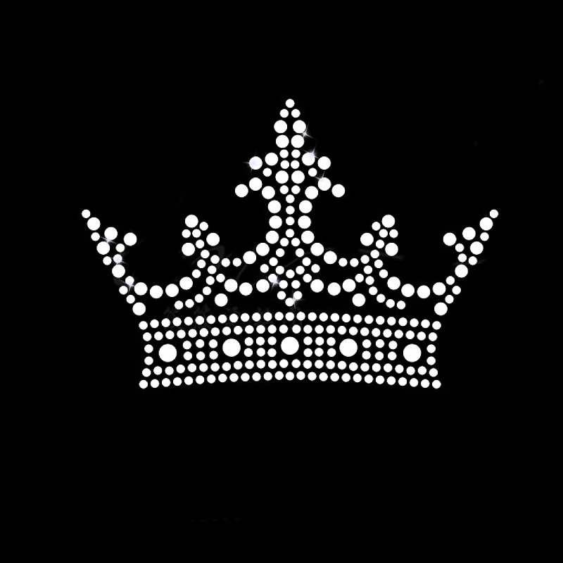 crystal crown design iron on transfer applique motifs strass rhinestone logo for fabric