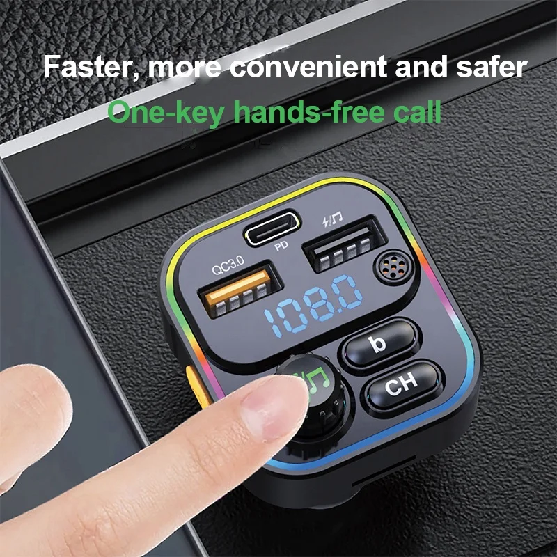 Transmetteur FM Bluetooth Pour Voiture - Charge Rapide PD 20W Et QC3.0 - Prise Carte TF Et USB - Écran LED
