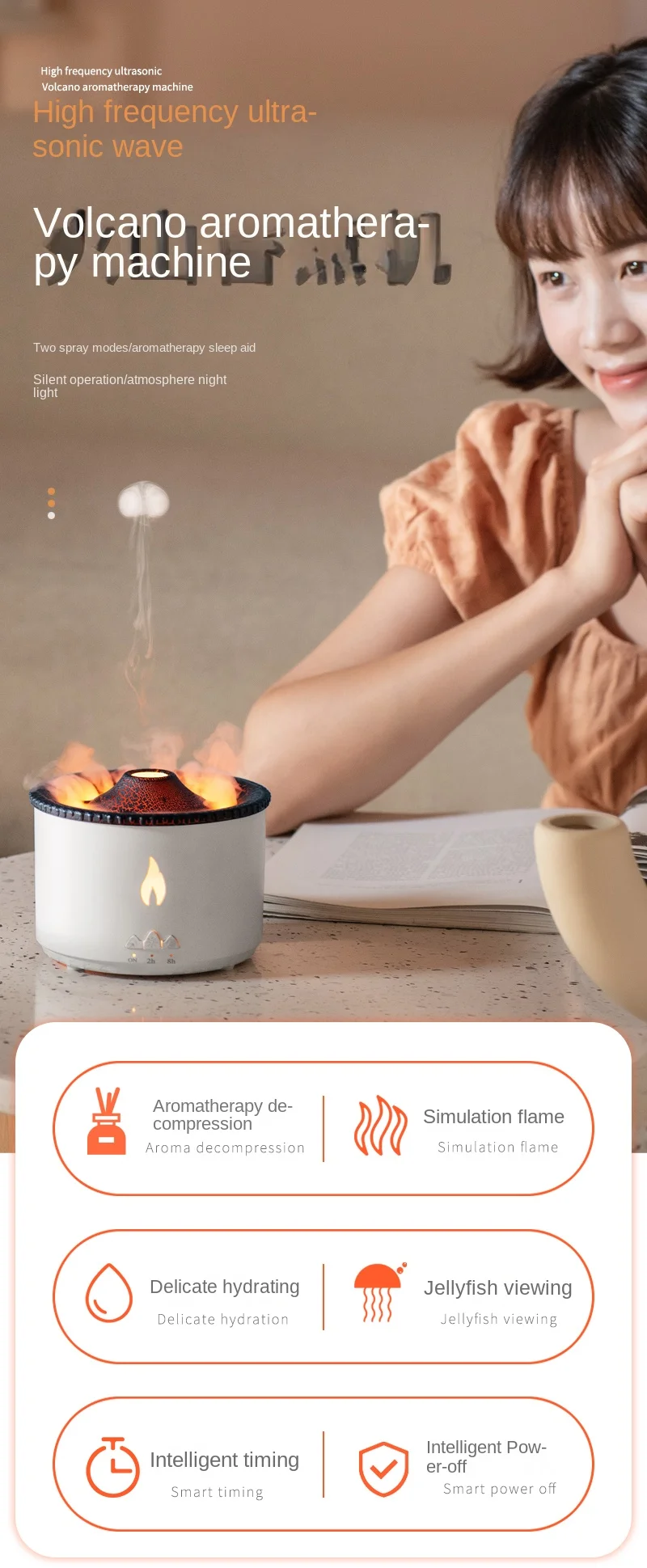 Jellyfish Flame Aroma Diffuser With Essential Oil Flame Diffuser