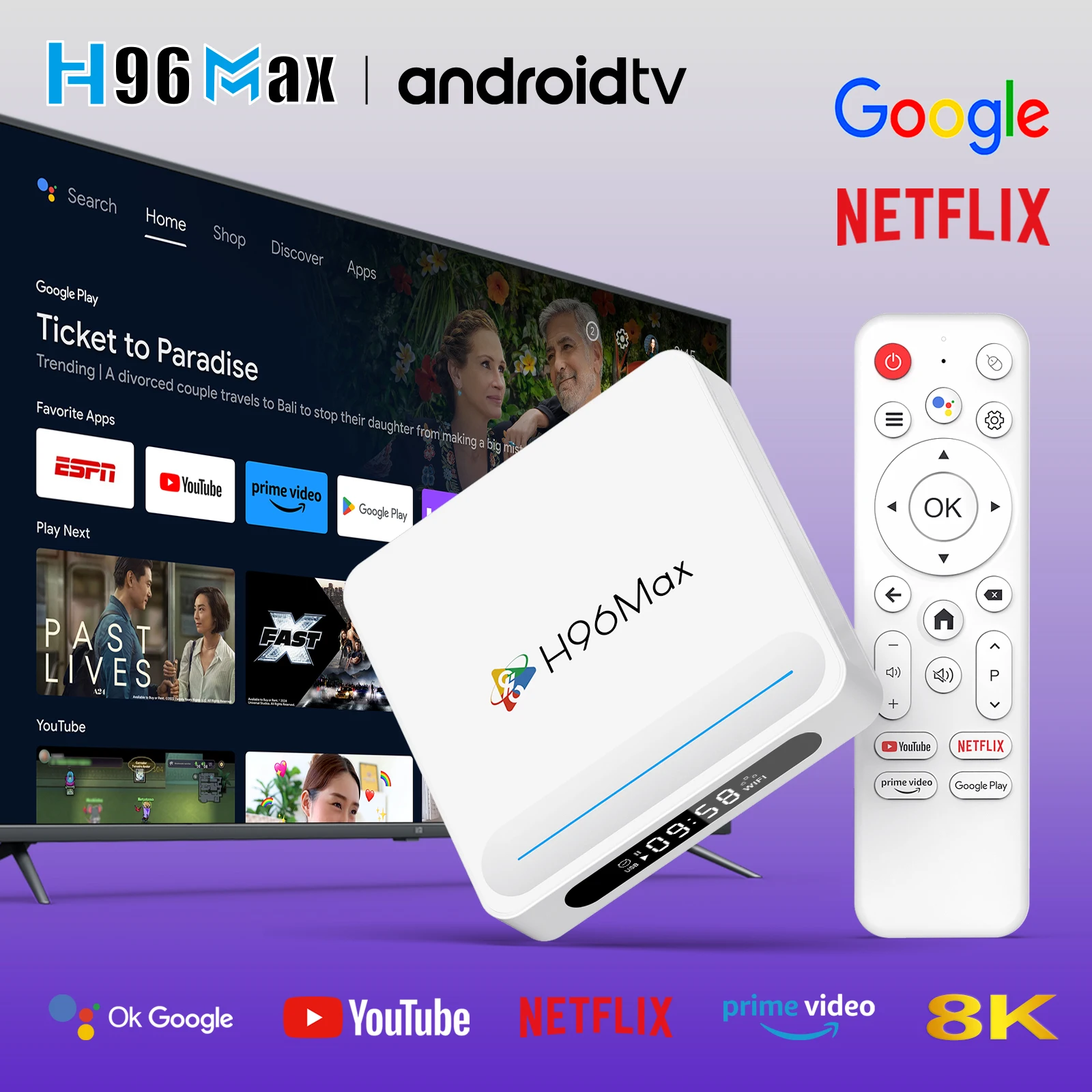 Unlock Tv Box with Wifi6 Support 100m Ethernet H96 Max H618 Plus Android 14 Smart Set Top Box