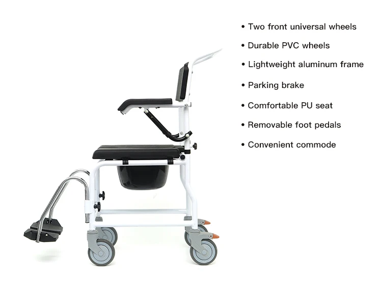 Adjustable Move Wheel Nursing Patient Transfer Uplift Toilet Commode
