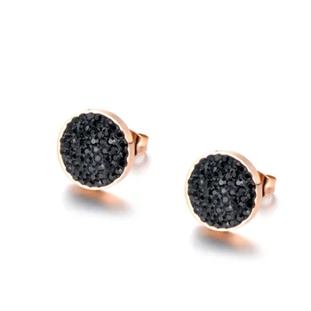 Unique Brand Rhinestone Stainless Steel Jewellery White Black 3 Colors Clay CZ Crystal Stud Earrings