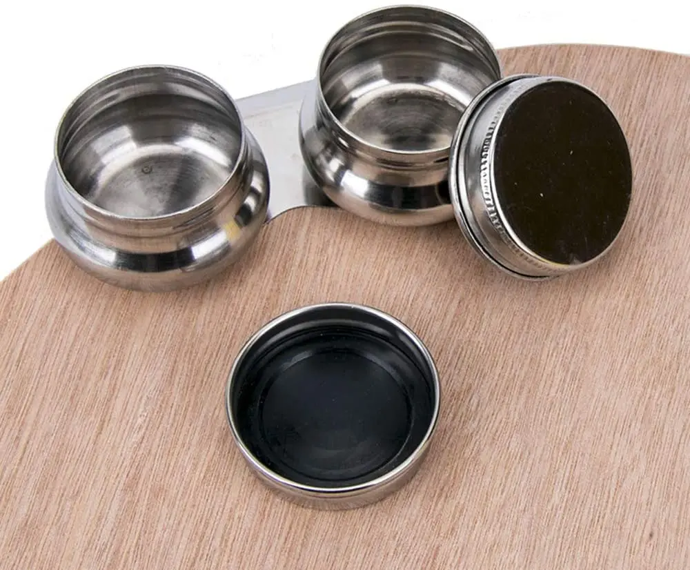 Bview Art Double Dipper Painting Palette Cup With Screw Lid Clip For