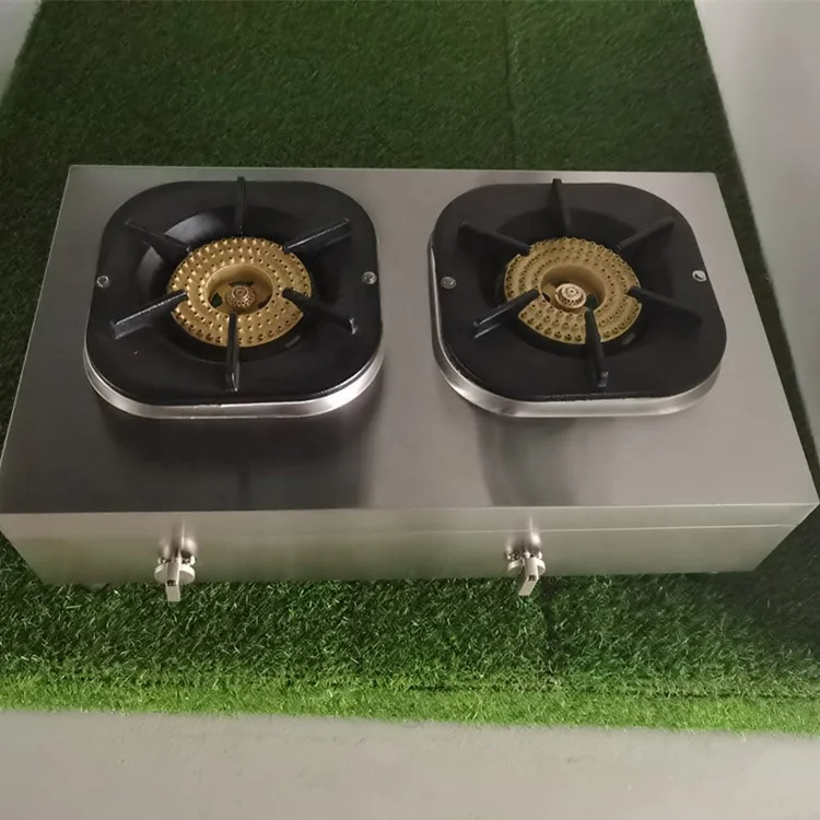 Stainless Steel Automatic Double Gas Cooker 2 burner Gas Cooktop Table Gas Stove for Home