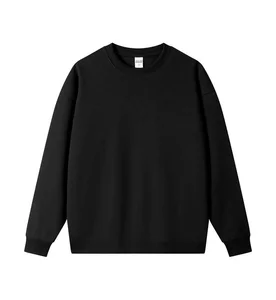 Spring Autumn Trendy Crew Neck Pullover 350g Heavyweight Composite Solid Simple Basic Men's Sweatshirt