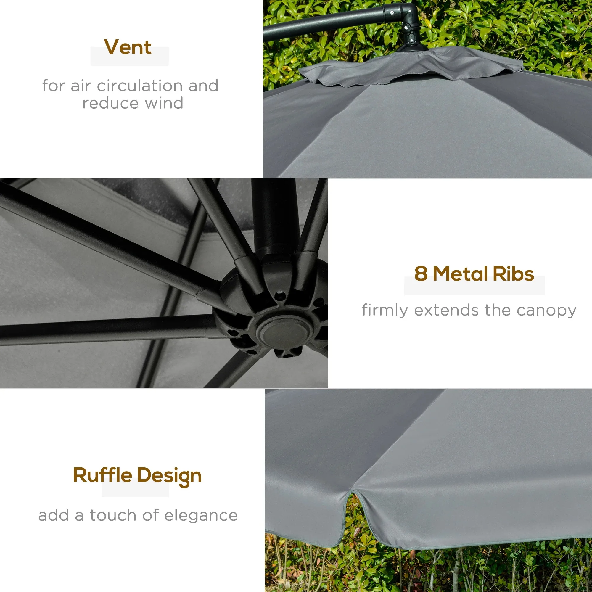 Cantilever Offset Patio Umbrella 10 Feet Hanging Garden Parasol ...