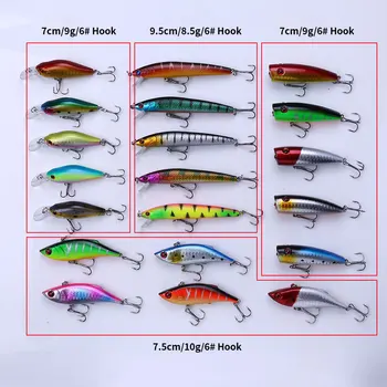 20pcs/bag Wholesale Hard Plastic Crankbait Minnow Popper Vibe VIB Fishing Lures Kit Artificial Swimbait Lure Combo – Soft Lure – view 4