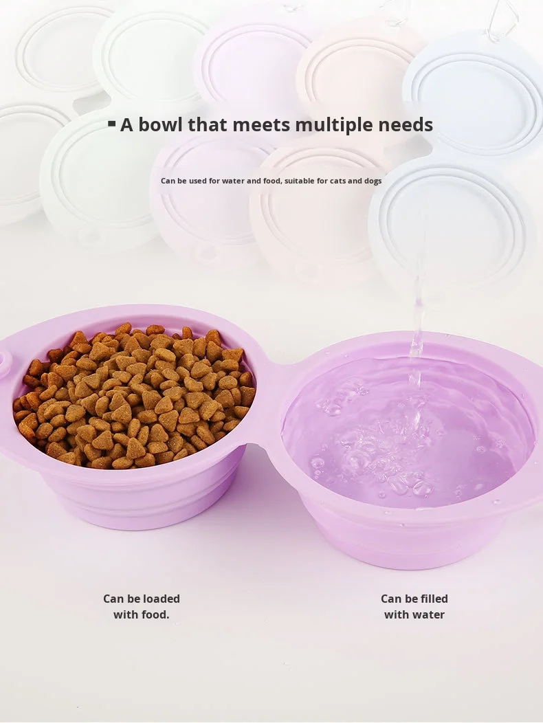 Pet Silicone Foldable Waterproof Bowl Outdoor Portable Dog & Cat Feeder Anti-Spill Pet Bowl supplier
