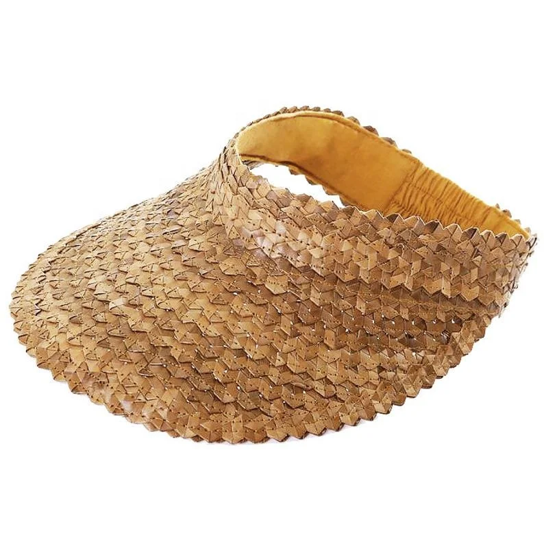 Visière Soleil Femme Paille Naturelle Réglable - Chapeau De Plage En Raphia